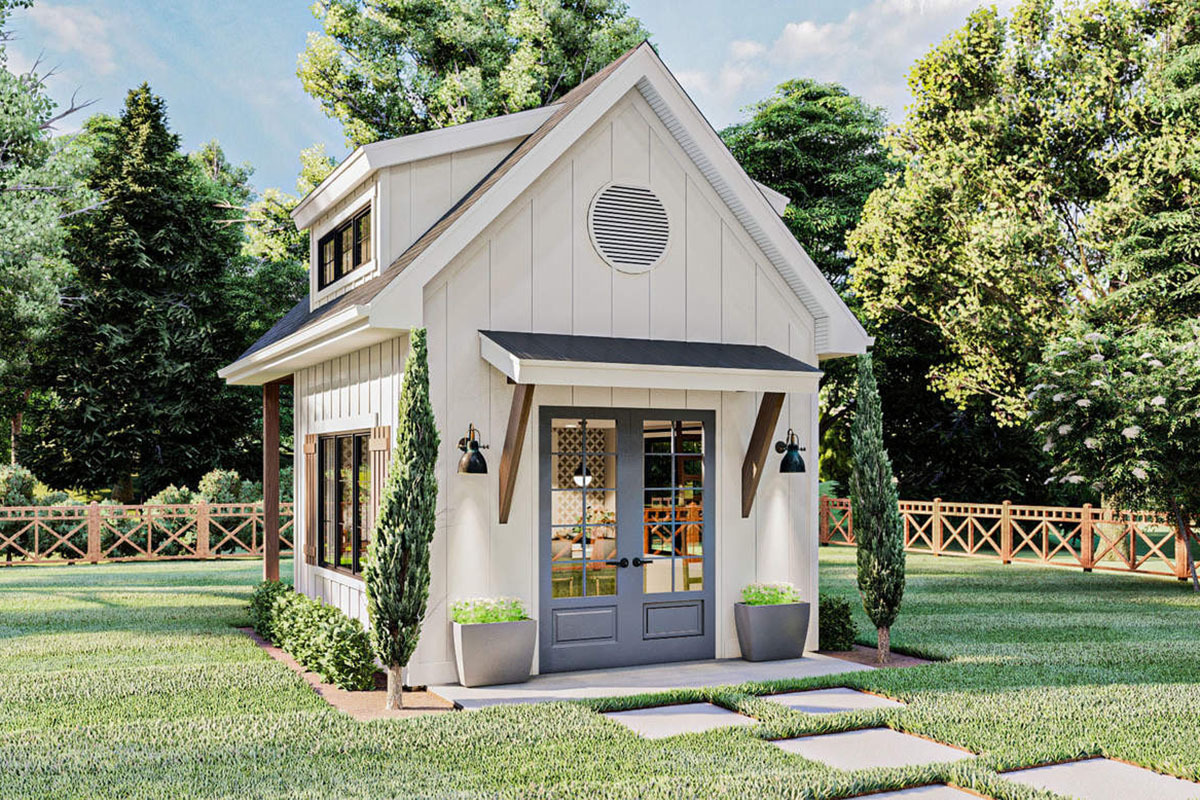 20 Sqm Modern Farmhouse Backyard Office Idea With Loft - COOT