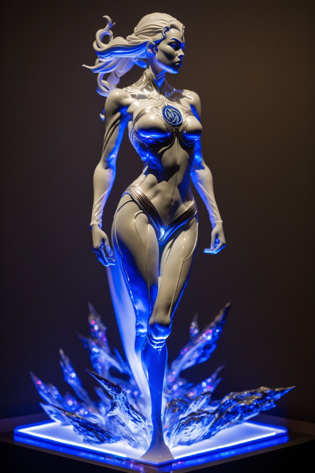 DC Superheroes & Villains as statues made of various material prompts (all with chrome inlets) - movingworl.com