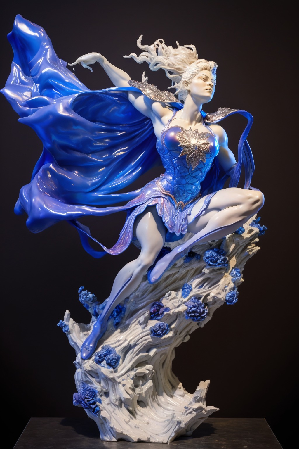 DC Superheroes & Villains as statues made of various material prompts (all with chrome inlets) - movingworl.com