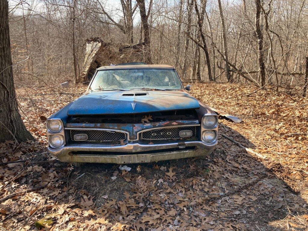 1967 Pontiac GTO Found in a Forest Hoping To Get a Second Chance