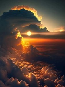 Sunshine Pierces Through Clouds, Illuminating the Sky.VoUyen