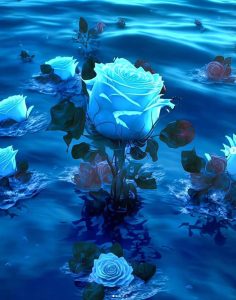 Radiant Jewels of the Deep: Resplendent Green Roses in the Azure Ocean