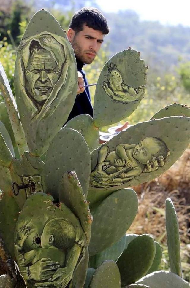 Exploring Palestinian Art: Portraits Painted on Cactus Pads Offer a Fresh Perspective - Sporting ABC