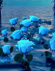 Radiant Jewels of the Deep: Resplendent Green Roses in the Azure Ocean