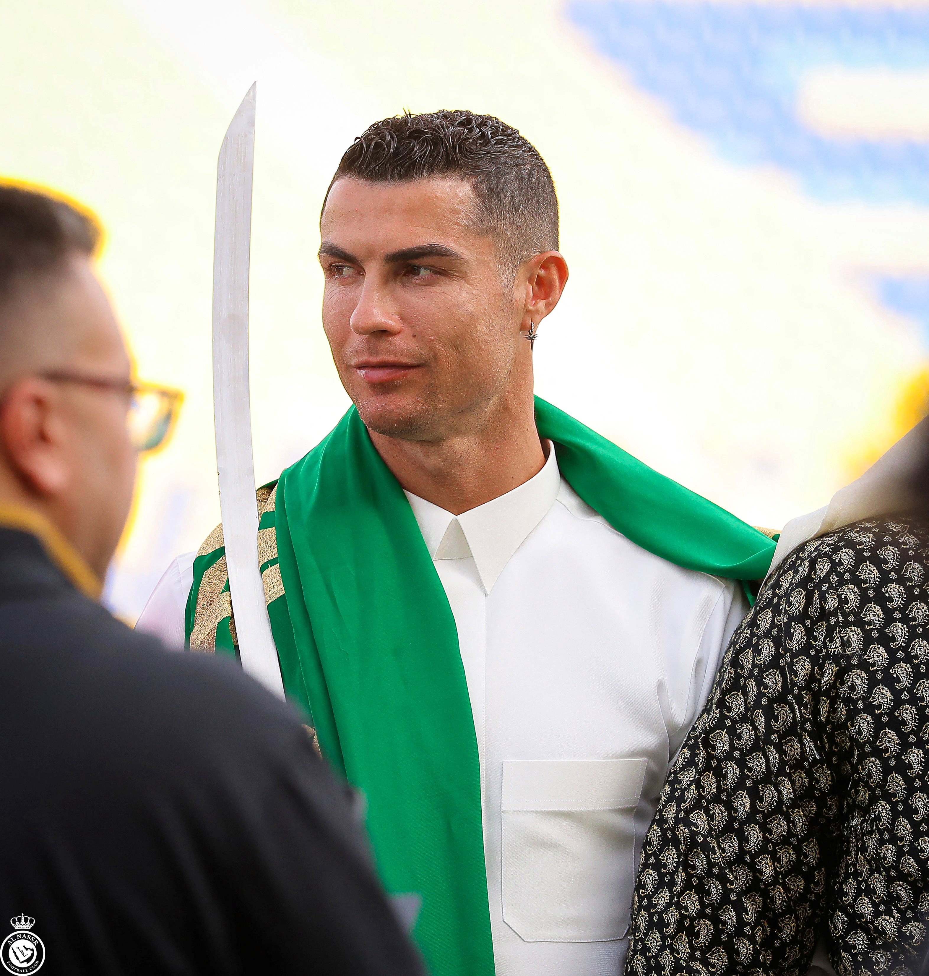 Cristiano Ronaldo celebrates Saudi Arabia's Founding Day with Al-Nassr, donning a sword and traditional garb in the process
