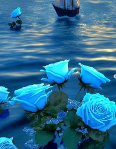 Radiant Jewels of the Deep: Resplendent Green Roses in the Azure Ocean