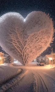 The Romantic Tree: A Symbol of Love Beneath a Snowy Sky