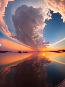 A Majestic Masterpiece: The Reflective Symphony of Luminous Clouds on a Mighty River