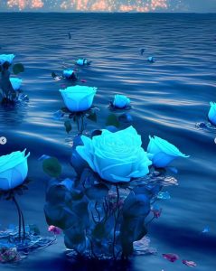 Radiant Jewels of the Deep: Resplendent Green Roses in the Azure Ocean