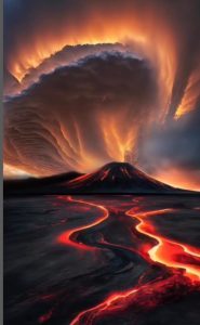 Gigantic Volcanic Eruption Paints the Sky Crimson.VoUyen