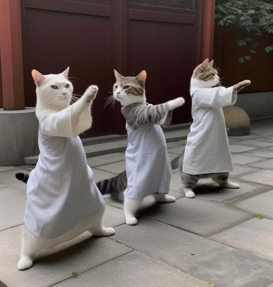 Adorable photos reveal the process of training Kung Fu cats. - Yeudon