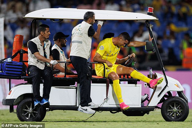 Distraught Cristiano Ronaldo is carted off injured in Arab Club Championship Cup final... after scoring twice - Sports News