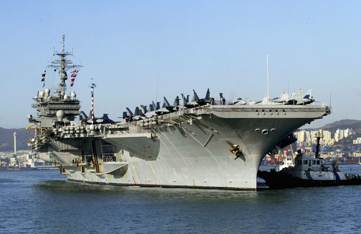 The decorated aircraft carrier USS Kitty Hawk (CV-63) was sold to scrap dealers for one cent