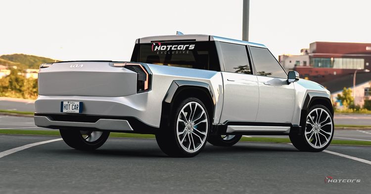 This 2024 Kia EV9 Pickup Render Will Make The Tesla Cybertruck Sweat From Its Heat Pump fb - DX