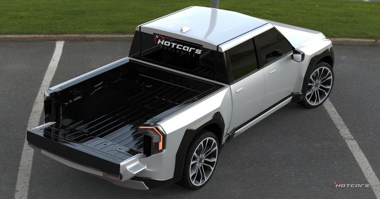 This 2024 Kia EV9 Pickup Render Will Make The Tesla Cybertruck Sweat From Its Heat Pump fb - DX