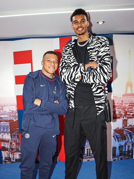 Fans all say 'same thing' when Mbappe meet NBA star Wembanyama in Paris