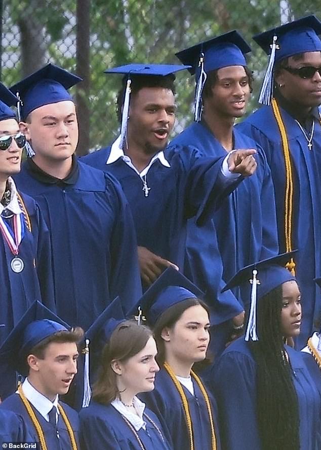 LeBron James plays the role of doting dad as he and wife Savannah watch son Bronny graduate from high school - Sports News