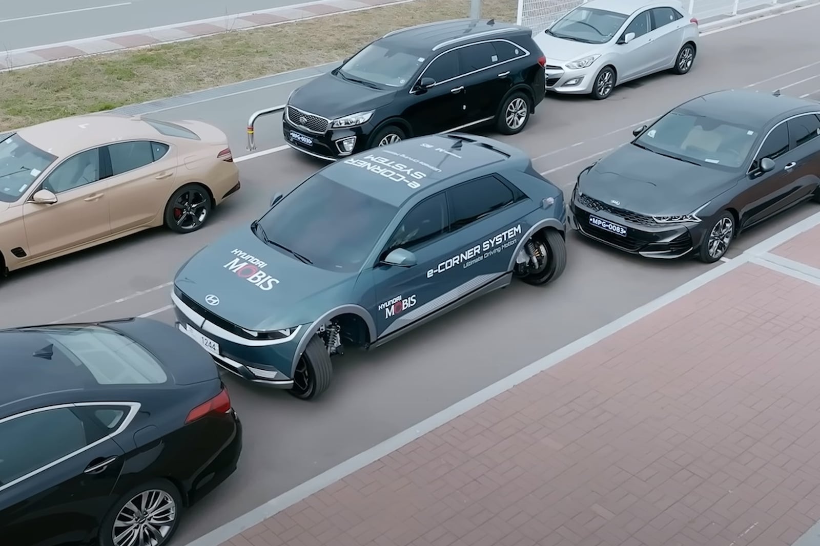 Parallel parking! Cool video shows how Hyundai's new 'crab driving' electric car drives sideways into a tight spot with autopilot