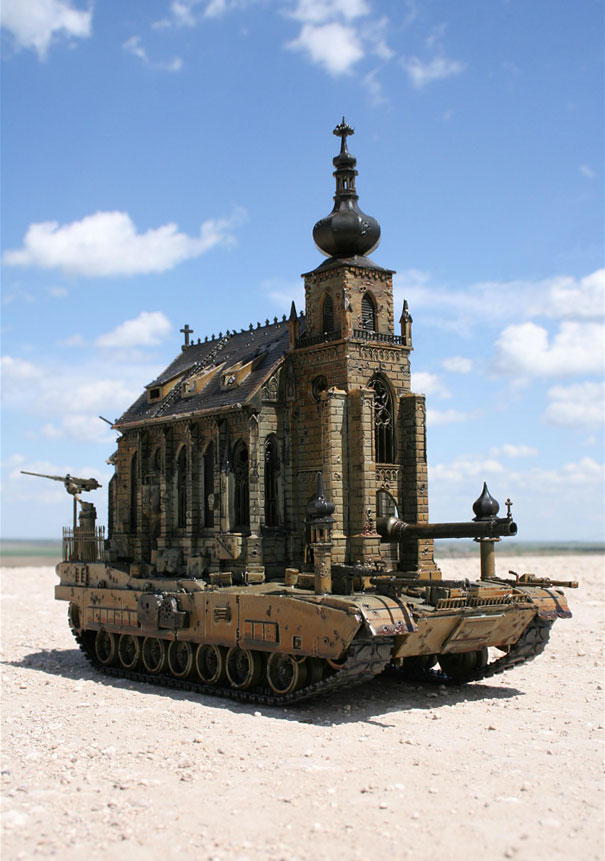 Churchtanks: Sculptures of Churches Turned Into Tanks