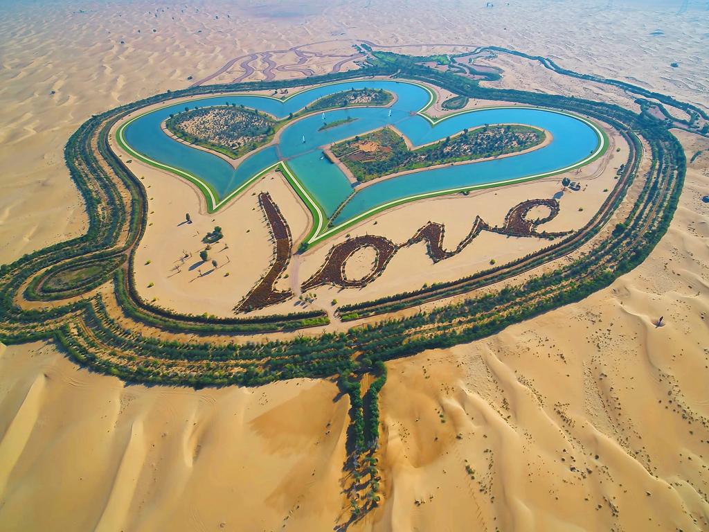 Love Oasis in the Desert: Dubai's Serene Lake Retreat.