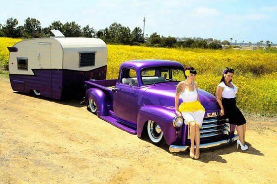 Vintage Vibes: Lowered Old School GMC Pickup Truck and Trailer Combo - Breaking International