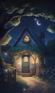 Moonlit Countryside Serenity: Tranquil Rural Night.VoUyen