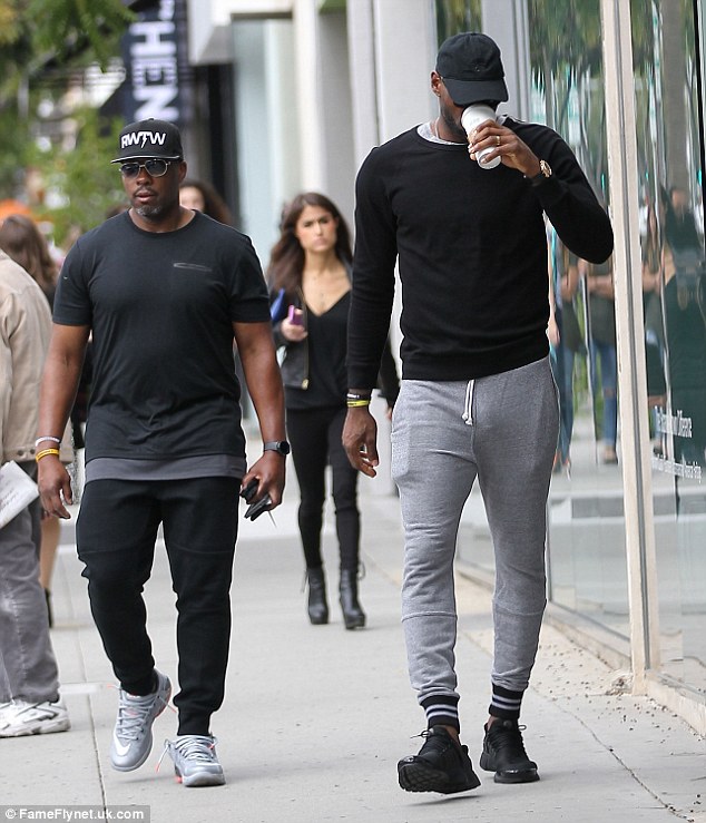 NBA star LeBron James looked casual in tight pants while walking around drinking gentle chilled coffee