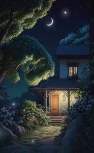 Moonlit Countryside Serenity: Tranquil Rural Night.VoUyen