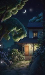 Moonlit Countryside Serenity: Tranquil Rural Night.VoUyen