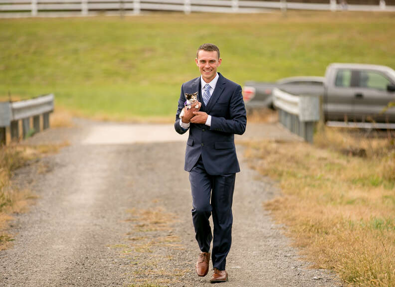 Guy Who 'Doesn't Want Pets' Finally Gives In On His Wedding Day