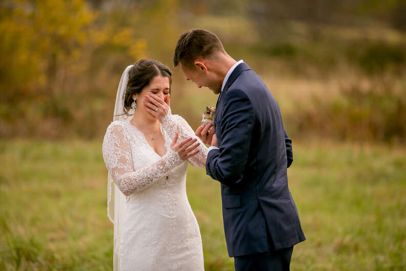 Guy Who 'Doesn't Want Pets' Finally Gives In On His Wedding Day