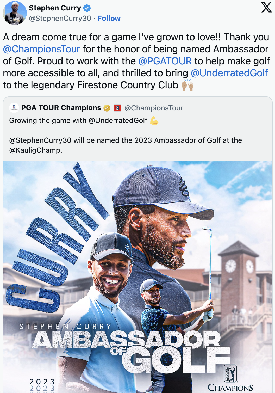 Fans React with Amazement to Stephen Curry's Golf Update on Twitter