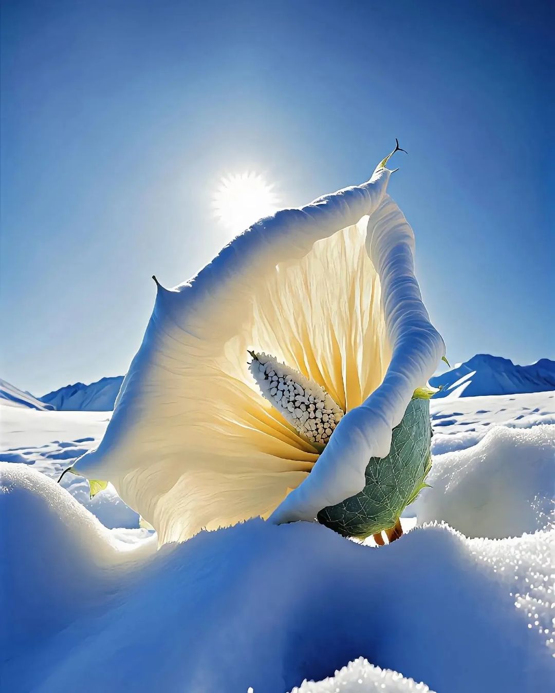 Blossoming Beauty amidst a Winter Wonderland: The Unyielding Nature of Flowers in Snow-Covered Forests - bumkeo