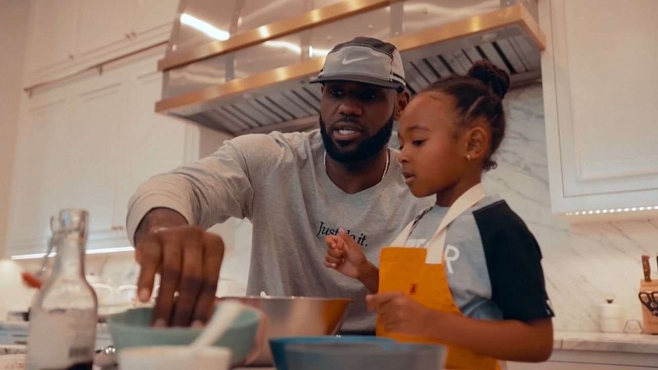 LeBron James became a kitchen assistant for his 5 y/o daughter Zhuri in the kitchen during an episode on the YouTube channel ‘All Things Zhuri’