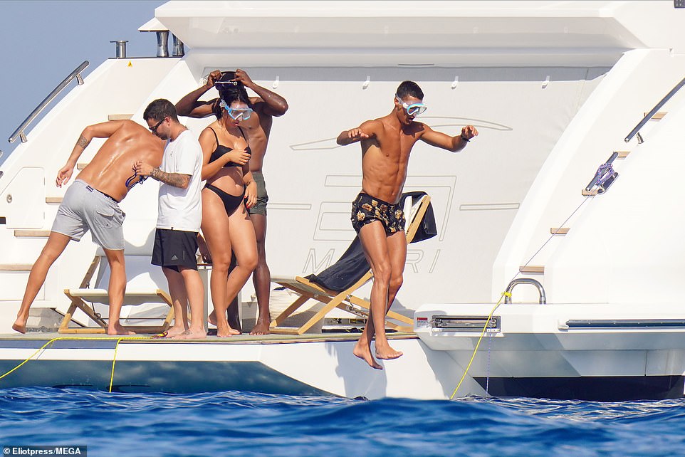 Cristiano Ronaldo and girlfriend Georgina Rodriguez enjoy a swim in St Tropez S-News
