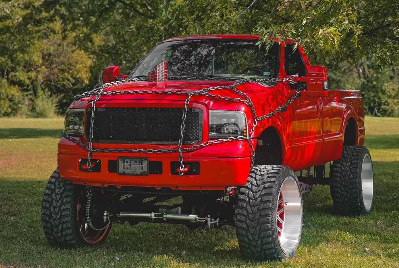 PUMPKIN STACK 6.0_TITAN's Fiery Red Custom Pickup Truck: A Menacing Halloween Marvel