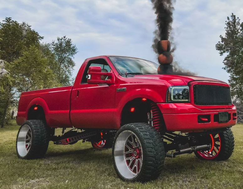 PUMPKIN STACK 6.0_TITAN's Fiery Red Custom Pickup Truck: A Menacing Halloween Marvel