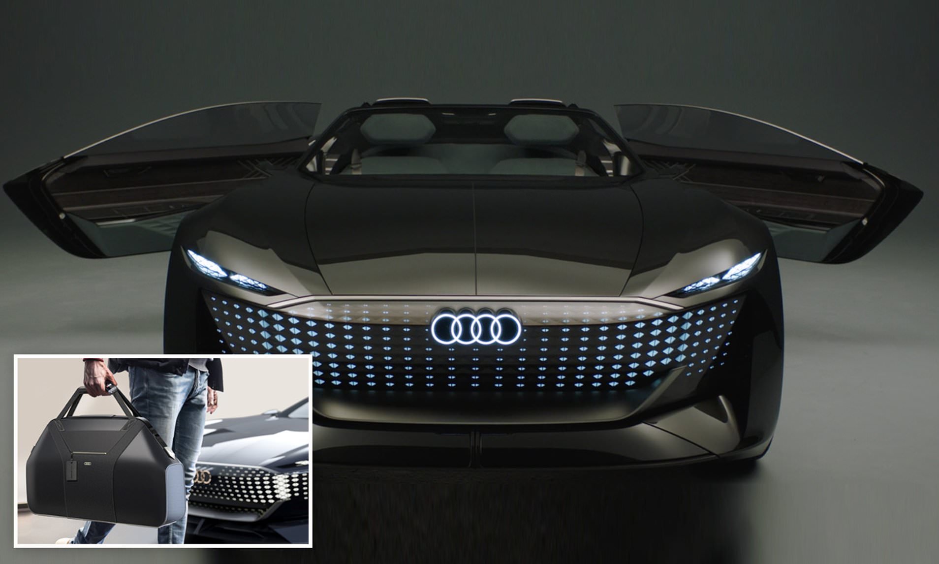 Audi unveils its new futuristic 'transforming' Skysphere EV roadster which can change size and has a retractable steering wheel