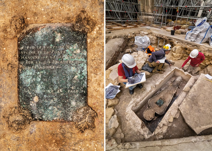 Ancient tombs and a leaden sarcophagus dating back to the 14th century are uncovered at Paris' Notre Dame during work to rebuild the cathedral following damage from the 2019 fire - T-News