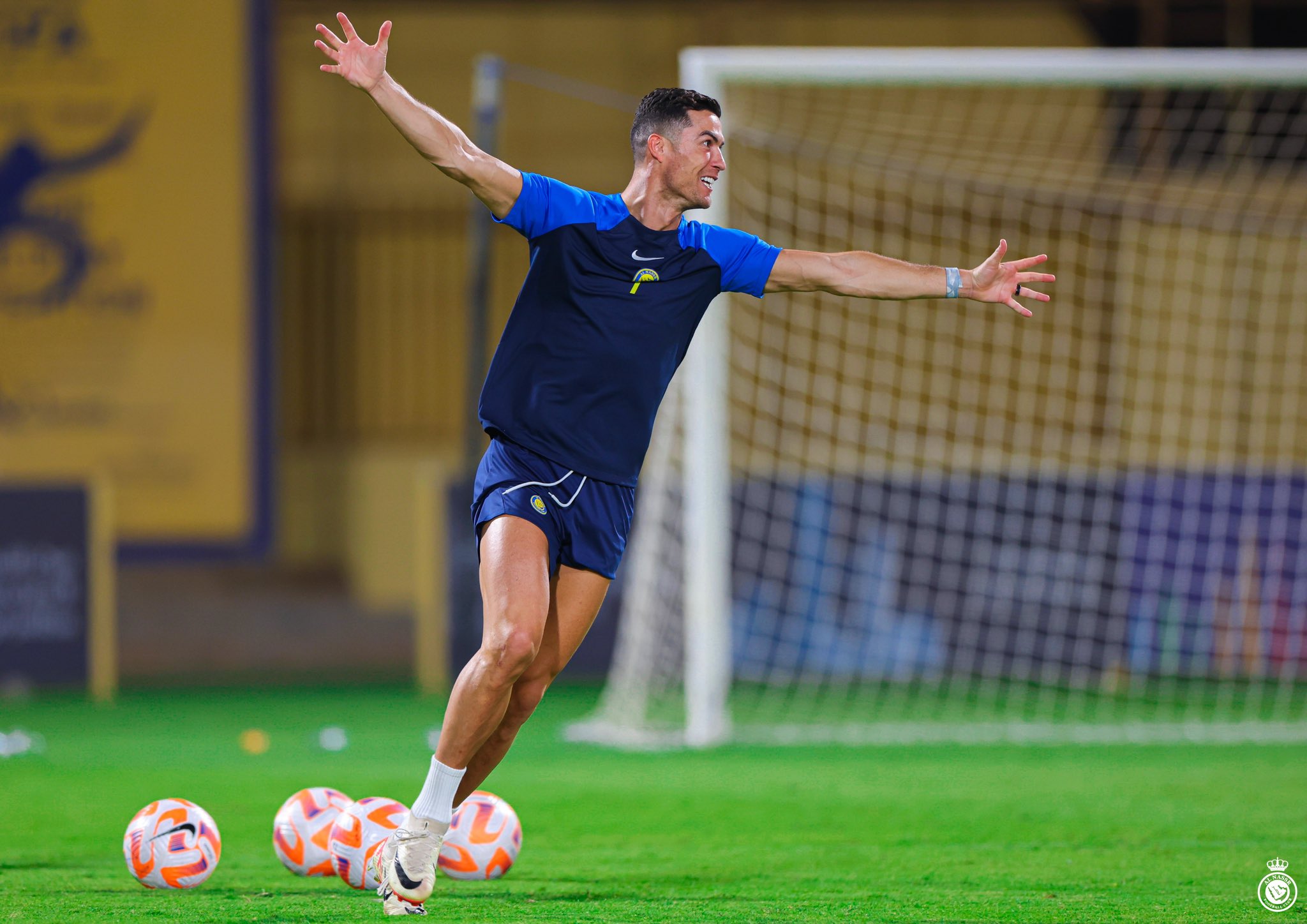 Al Nassr Training Session Before Match Against Abha: Ronaldo's Hilarious Goal Celebration During Practice