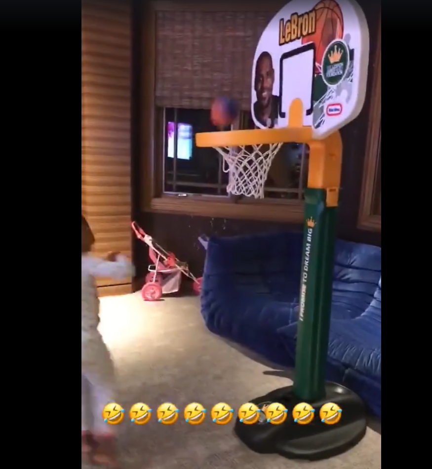King James proudly posts video his daughter 'dancing with the ball' and perform signature dunk