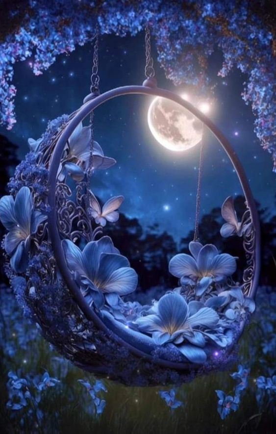 In the stillness of the night, a magical scene unfolds as the moonlight cascades through the rose garden, transforming it into an exquisite and artistic natural picture.vouyen