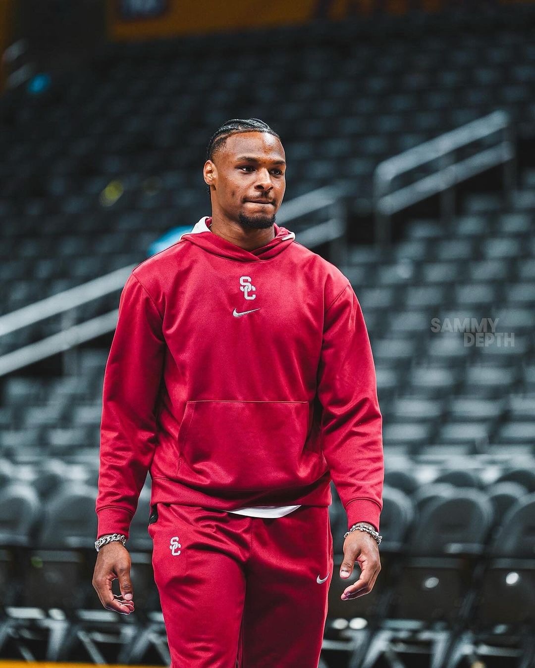 Leson! Bronny James looking just like his dad as 'the golden boy' on the court