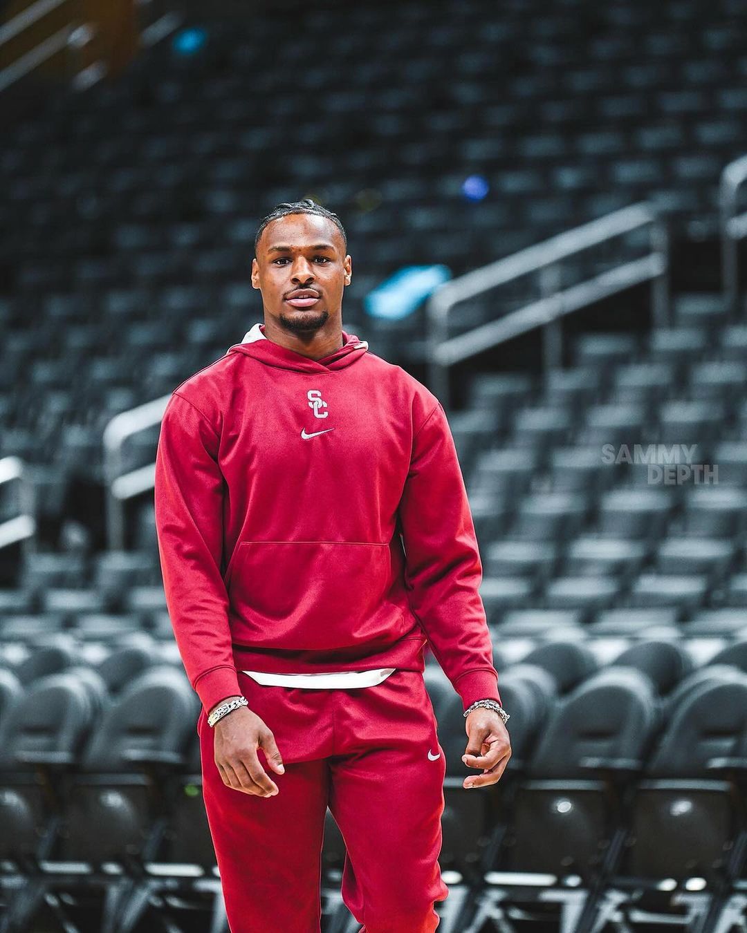 Leson! Bronny James looking just like his dad as 'the golden boy' on the court