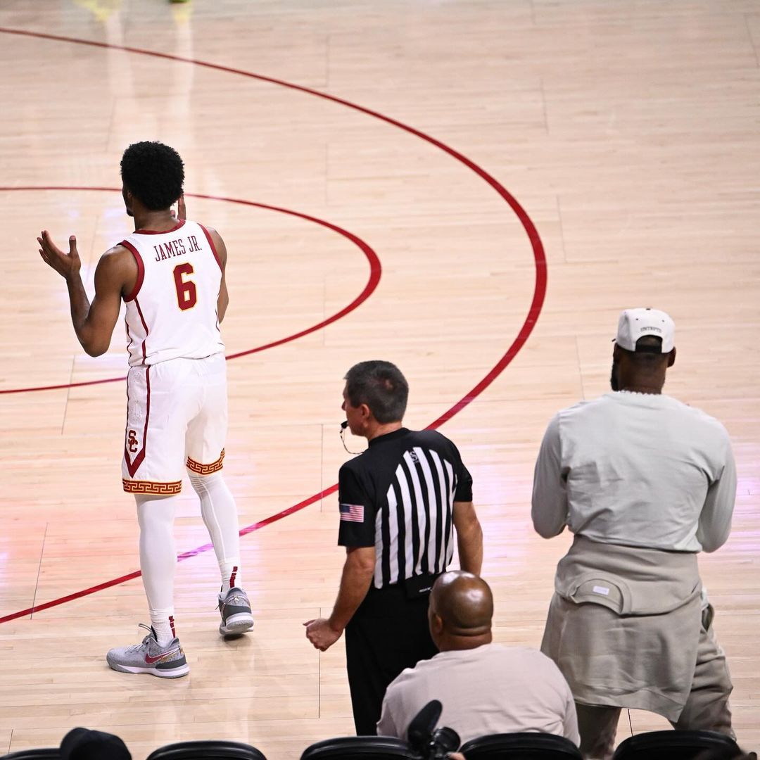 Less than five months after his heart attack, USC freshman Bronny James made his NCAA basketball debut off the bench