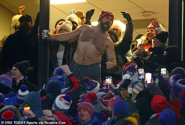 Kelce's brother Jason went wild as he cheered the Chiefs on to victory from the stands