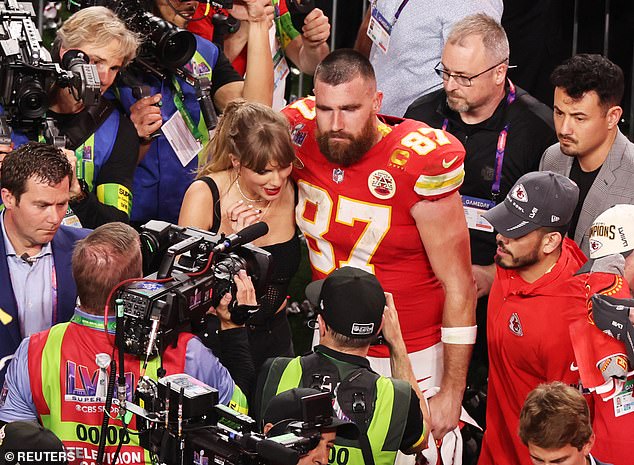 Swift was at Allegiant Stadium to watch Kelce and the Chiefs beat the San Francisco 49ers