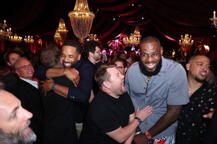 LeBron James laughs it up with James Corden in Miami.