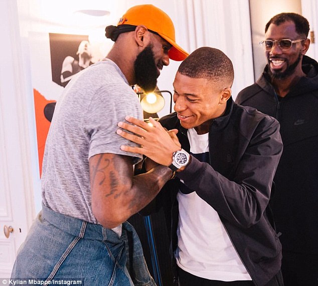 NBA star Lebron James swaps jerseys with Kylian Mbappe and Neymar | Daily  Mail Online