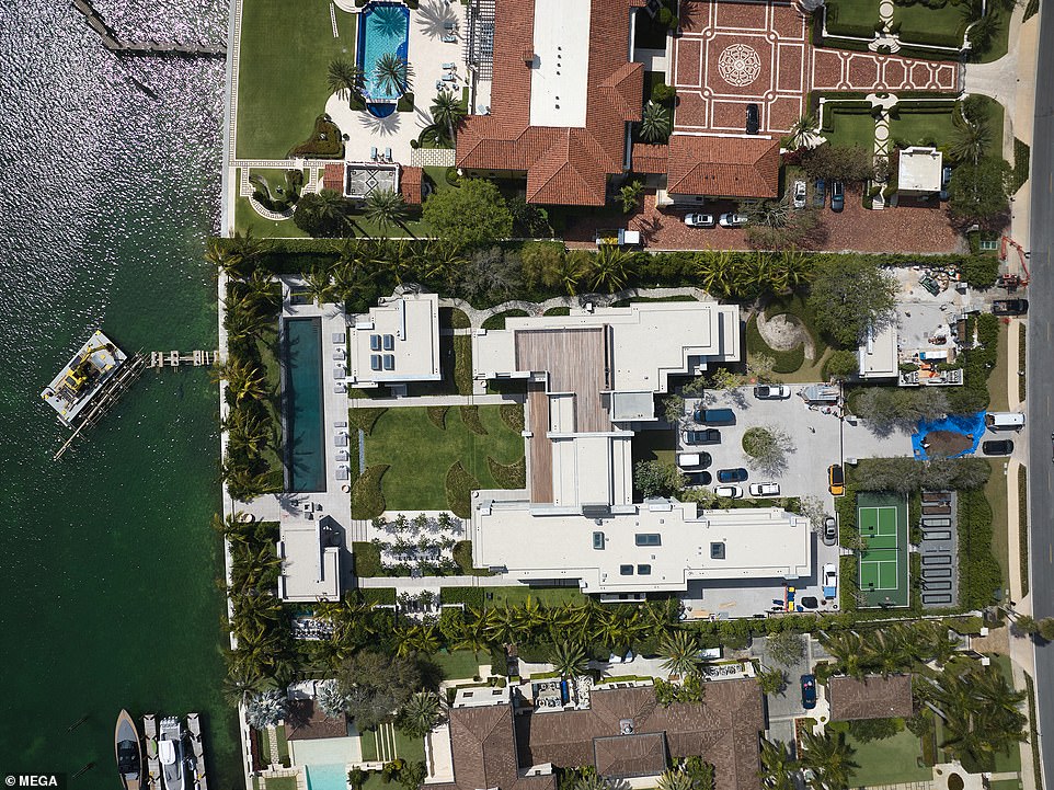 Other amenities at the home include a yoga terrace, solar panels, a cabana, and a main and outdoor kitchen